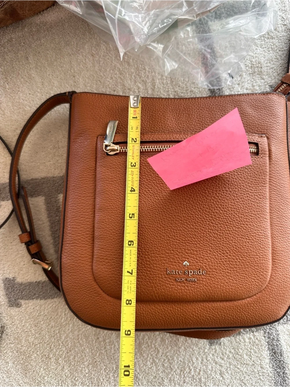 kate spade Pebbled Leather Crossbody — Cognac Brown